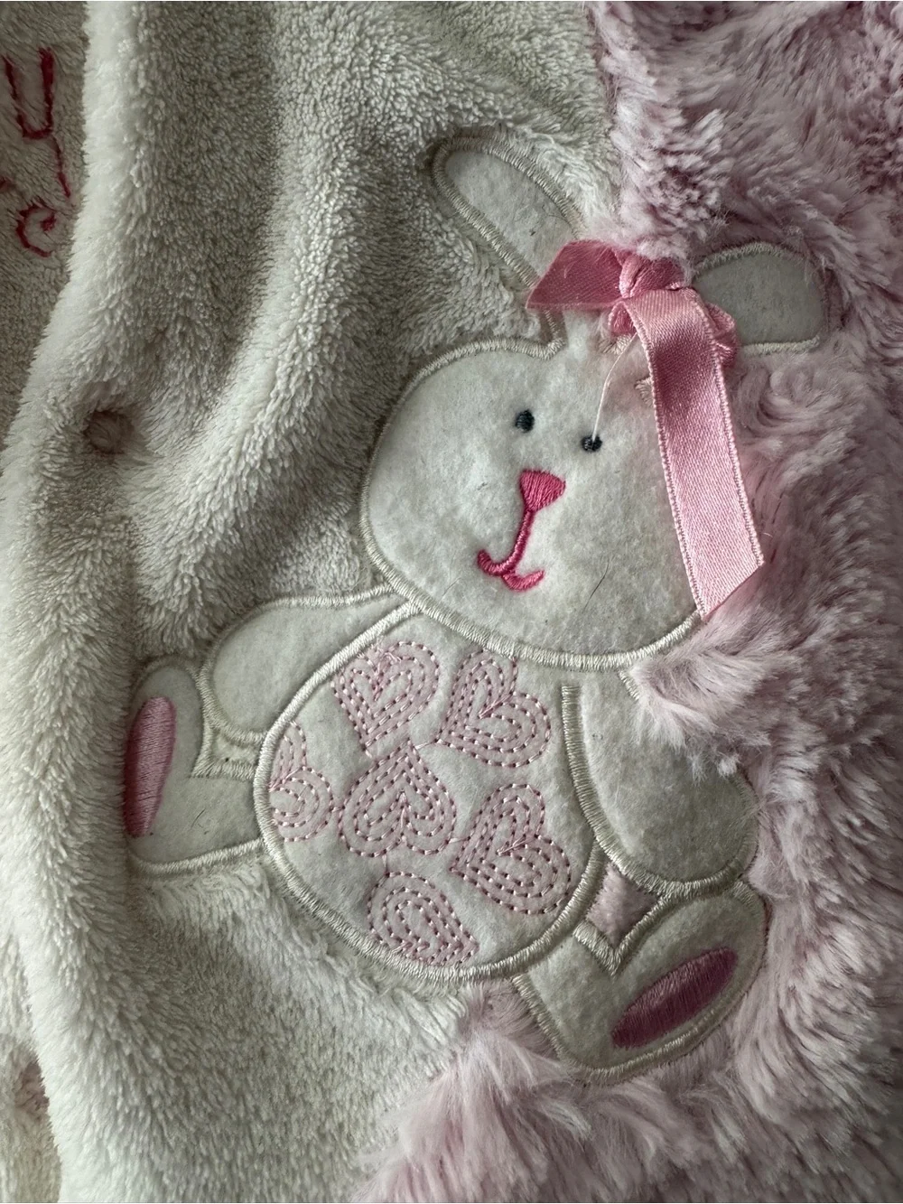 BabiesRUs | Pink Fuzzy Bunny One-Piece | 9M